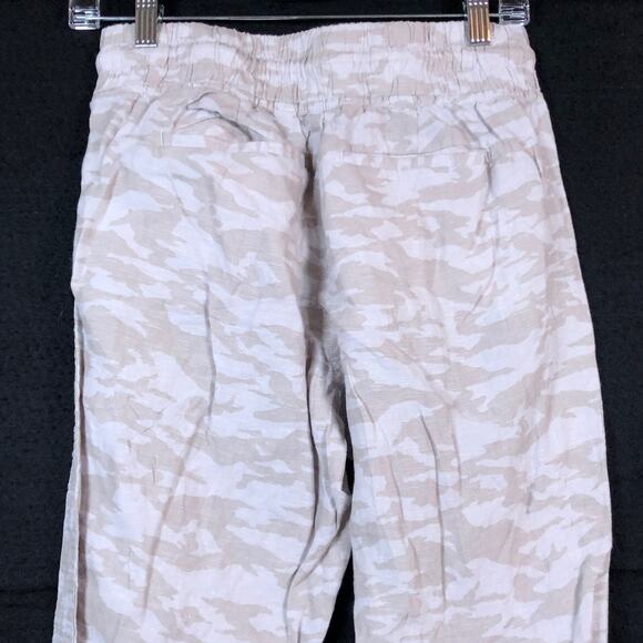 Athleta Womens Pants Tan Cream Camouflage Petite Cabo Tide Linen Jogger 2P - Picture 11 of 12